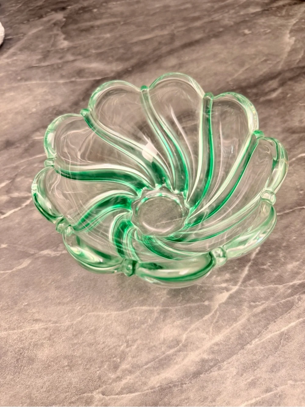 Vintage Mikasa Germany Crystal Peppermint Green Swirl Candy Nut Trinket Bowl
